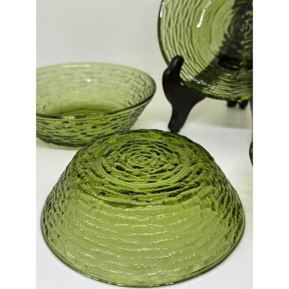 VTGG Anchor Hocking Soreno 6"x1.75" Set-of-4 Swirl Glass Serving Bowl Avocado - Picture 3 of 7